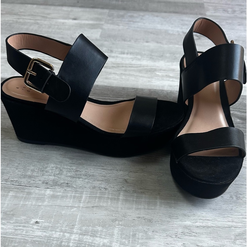 Black Wedge Sandals